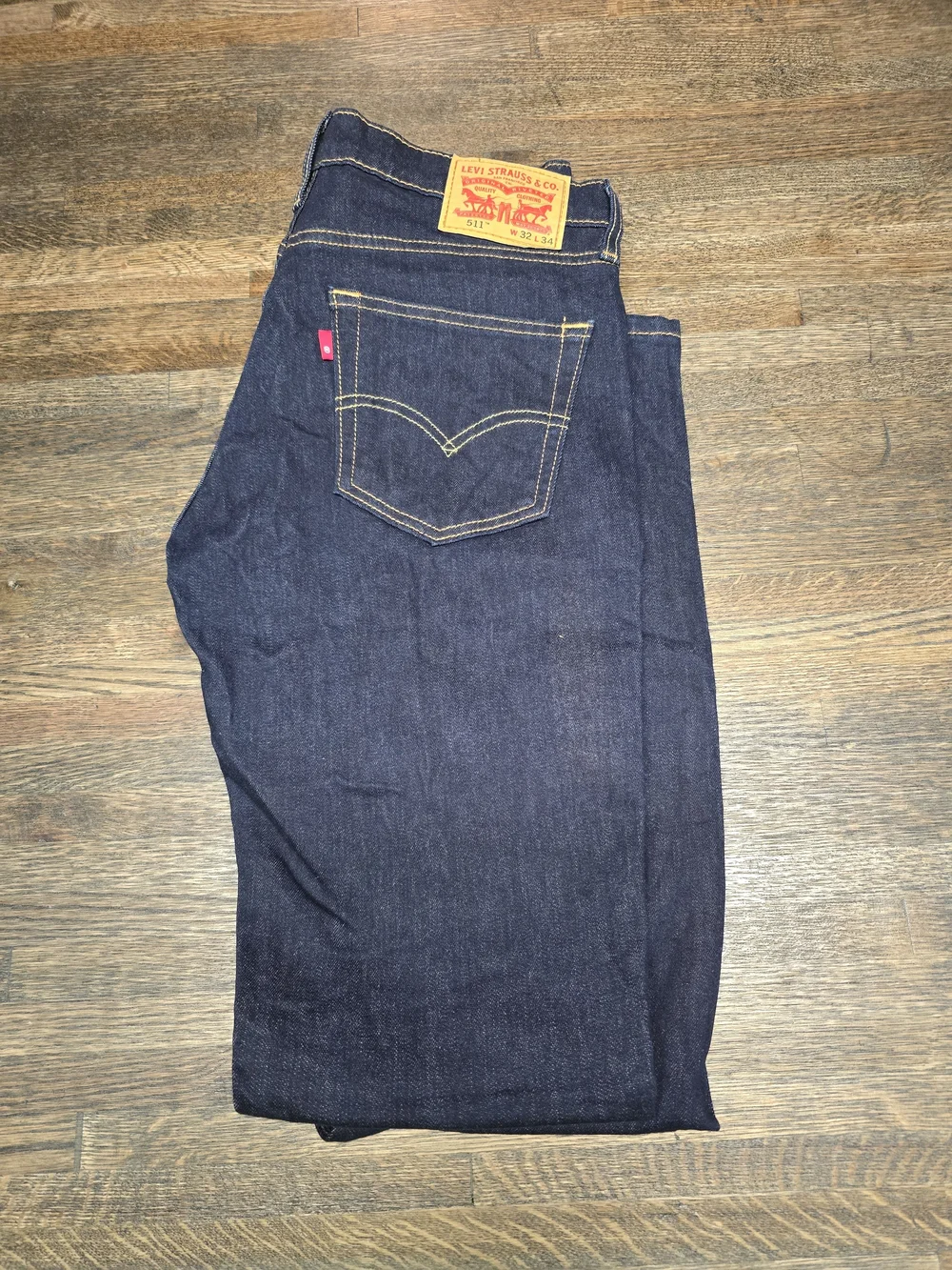 Levi's 511 Slim Skinny Men's Jeans in Dark Indigo with Yellow Stitching